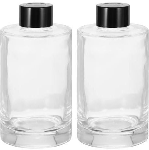 sourcing map 2pcs 200ml/6.8oz Empty Glass Diffuser Bottle 4.9 x 2.5 Refillable Fragrance Accessories Aromatherapy Jar Container for Replacement Reed Diffuser DIY Home Bathroom Transparent