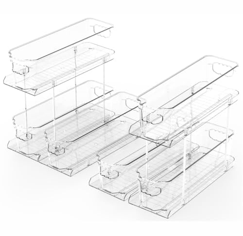SUOXING 2 Pack Bathroom Under Sink Organizer for Small Spaces,5.1 Narrow 2 Tier Under Cabinet Storage for Cleaning Supplies Organization,Pull Out Kitchen Cupboard Underneath Sink Organizer,Clear