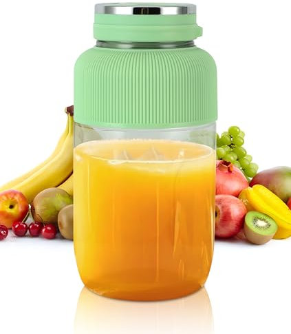 Portable Blender, 40.58 oz Portable Juicer Blender, Multifunctional Portable Juicer Cup, Travel Blender for Shakes and Smoothies, Type-C USB Rechargeable, Bpa Free (Greener)