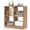 HOMASIS Libreria Bassa a 4 Cubi, Libreria Piccola in Legno, Libreria Scaffale Moderna e Salvapazio, Portaoggetti Aperto per Salotto, Camera da Letto, Ufficio, Studio, 73 x 33 x 75 cm (Naturale)