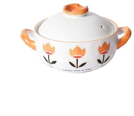 SDA287MZ Plats en Cocotte Casserole Chinoise rétro 2L/3L/4L, marmite à Soupe en céramique résistante aux Hautes températures, marmite épaisse et approfondie de Grande capacité Casserole(4L)