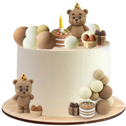 Blumomon 13Pcs Bear Cake Topper Set - Bear Theme Birthday Cake Decorations for Boy, Girl, Baby Shower & More