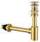 Siphon de bouteille en acier inoxydable pour salle de bain - Siphon en P - Ensemble complet sans trop-plein - Siphon pour lavabo de cuisine et salle de bain - Or brossé