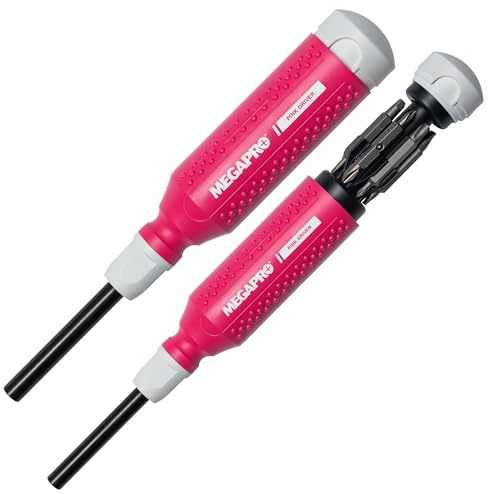 MEGAPRO® 15-in-1 Original Multi-Bit-Schraubendreher, Heimwerker und Reparatur, Bau, Handwerk, 14 Bit-Spitzen in Industriequalität, 1/4-Zoll-Sechskantantrieb im Schaft, Rosa