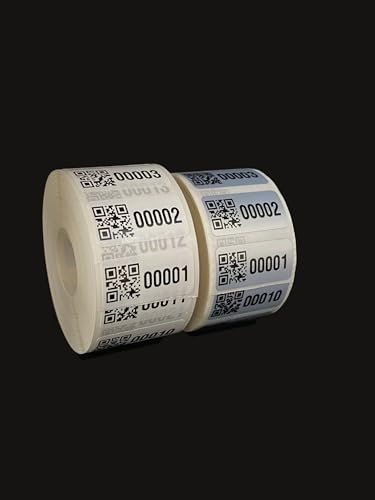 Inventaretiketten Universal Etiketten QR Code 30x15mm fertig bedruckt 4 bis 7 Stellig 1000Etiketten/Rolle