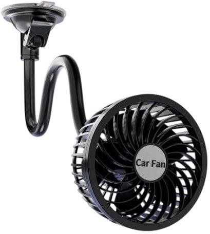 Ventilateur de voiture à ventouse réglable 12 V – Accessoires automobiles puissants rechargeables et portables pour la circulation de l'air pour camions