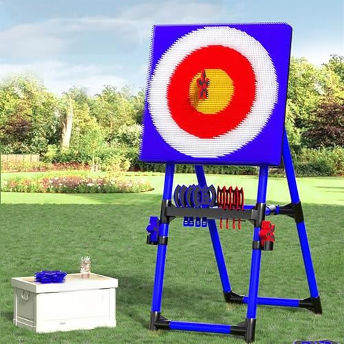 Throw Target Game Set, Backyard Axe Throw Target Game, Foldable Throw Target Game Set, with 8 Long-Handled Flying Axe & 8 Six-Star Dart for Family Kids Adults