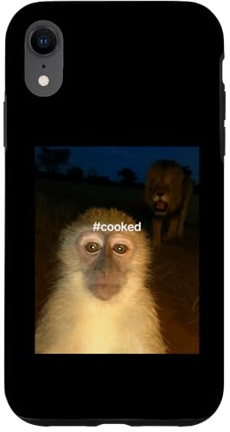 Funny monkey meme saying cooked i'm cooked meme silly Case for iPhone XR