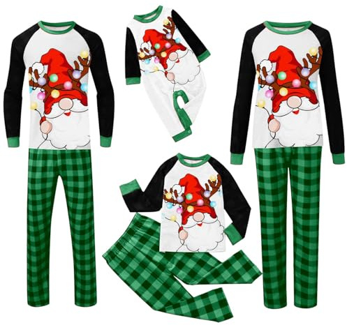 WVONIF Pyjama Noël Famille Grande Taille Ensembles de Pyjama Noël Chaud Costume Famille Pyjamas Impirmé de Couple Ensemble Femme Homme Printemps Automne Hiver Deguisement Mere Noel
