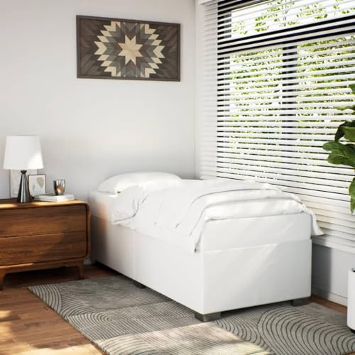 Frdhee Boxspringbett Mit Matratze, Bettgestell Weiß 90x200 cm Kunstleder Stoff Bett Gestell für Matratzes, Schlafzimmer, einfache Montage