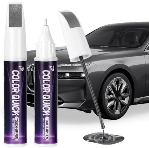 NUTKIT Lackstift Auto, 2 in 1 Felgen Reparaturset, 1 Stück Grau 12ML | Auto Kratzer Reparatur Lackstift mit Pinselkopf＆Spitze, Ausbesserung von Kratzern und Chips,für Autos Motorräder Transporter