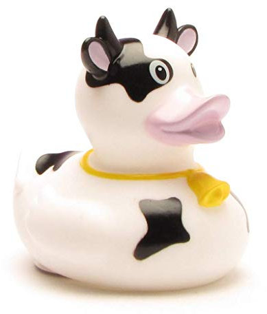 Badeente schwarz-Weisse Kuh I Quietscheente I L: 9 cm I inkl. Badeenten-Schlüsselanhänger im Set