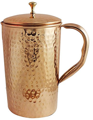 SKAVIJ reines Kupfer Wasserkrug gehämmert Stil Trinken Krug (1,6 Liter)