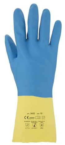 Guanti per protezione da sostanze chimiche, in lattice naturale, con rivestimento in neoprene, colore giallo-blu, 1 paio (dimensioni diverse a scelta)