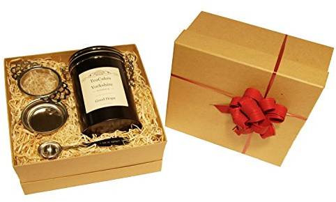 Rooibos Tea Good Hope Gift Set Loose Leaf Wrapped 100g in Caddy with Tea Strainer and Measuring Spoon by TeaCakes of Yorkshire