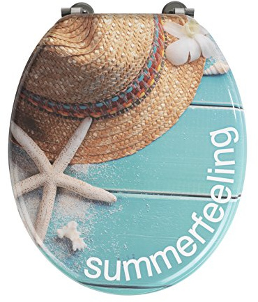 WENKO 22083100 WC-Sitz Summer Feeling, MDF, Mehrfarbig, 43 x 37 x 5 cm