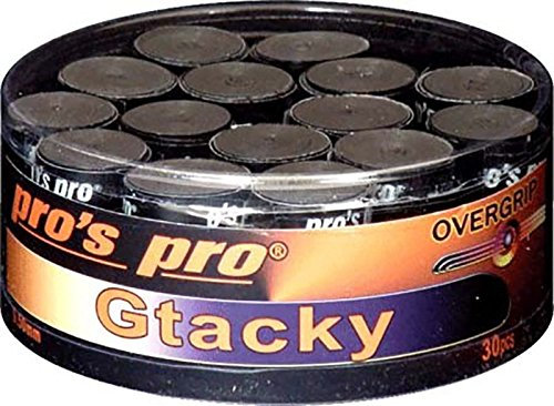 Pro's Pro Gtacky Overgrip Tennisschläger, für Badminton, Squash, Schwarz, 30 Stück