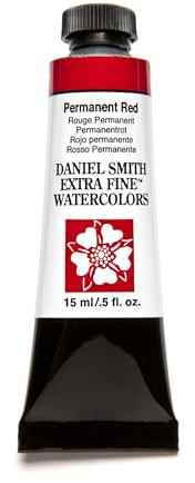 Daniel Smith Extra Fine Watercolor Paint, 15ml Tube, Permanent Red, 284600072, 0.5 Fl Oz (Pack of 1)