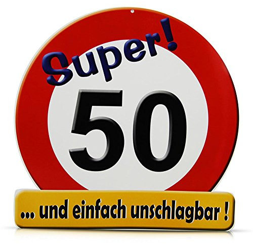 1 RIESENSCHILD SUPER ! 50 D: 50cm PAPPE 50.GEBURTSTAG