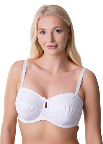 Camille Womens Multiway Strapless Bra - Non Padded & Underwired with Removable Matching & Clear Straps - Cross Back, Strapless, Halter or One Strap White 40C