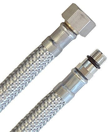 H2O-Flex® Panzerschlauch 3/8ÜM x M10x1 AG kurz 700mm Flexschlauch DN8 Armatur Anschlussschlauch Verbindungsschlauch Wasserzulauf Schlauch mit Trinkwasserzulassung