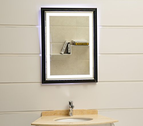 Design LED-Beleuchtung Wandspiegel GS099N Lichtspiegel Badspiegel Flurspiegel Garderobenspiegel mit Rahmen Tageslichtweiß IP44 (80 x 60 cm, K3)