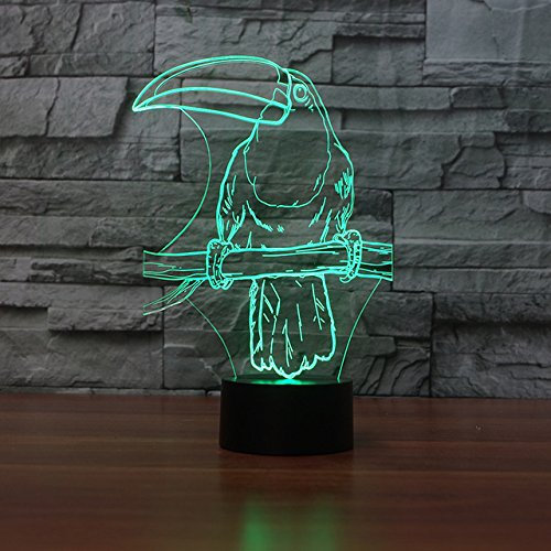 Jinson well 3D vogel Lampe optische Illusion Nachtlicht, 7 Farbwechsel Touch Switch Tisch Schreibtisch Dekoration Lampen mit Acryl Flat ABS Base USB Kabel kreatives Spielzeug
