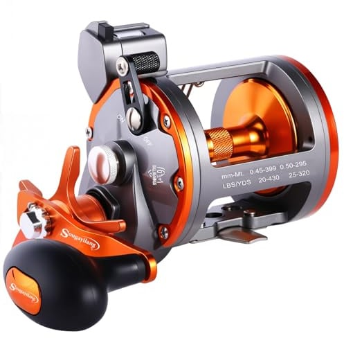 Sougayilang Line Counter Trolling Reel Conventional Level Wind Fishing Reel