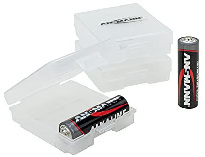 ANSMANN Batteriebox für AAA Micro & AA Mignon Akkus & Batterien - Praktische Akkubox zum Schutz & Transport für 4 Accus - Batterie Box & Akku Box zur Aufbewahrung - 3 Stück