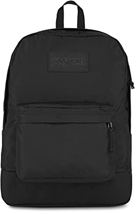 JANSPORT Mono SuperBreak Laptop Backpack in Black - 15 Internal Sleeve with Front Utility Pocket - Mesh Padded Straps - 25 L