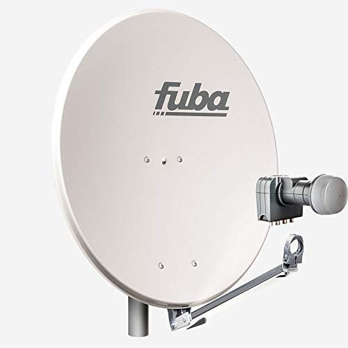 Fuba DAL 804 G Sat Anlage Antenne Schüssel Spiegel Quad DEK 417 4 Teilnehmer Alu Satellitenschüssel Sat-Spiegel Grau + Fuba DEK 417 Quad LNB für 4 Receiver/Teilnehmer (HDTV-, 4K- und 3D-kompatibel)