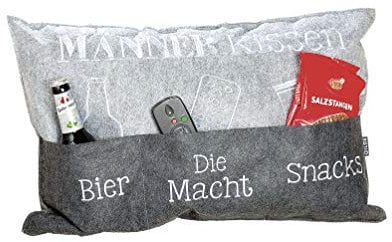 GILDE Kissen Männer Aufbewahrungstaschen Bier Die Macht Snacks grau 40x60 cm