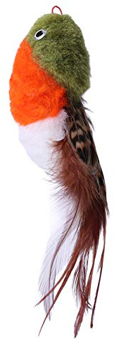 JAKAGO Jouet réaliste pour chat avec plumes douces faites à la main imitation moineau et perroquet (vert)
