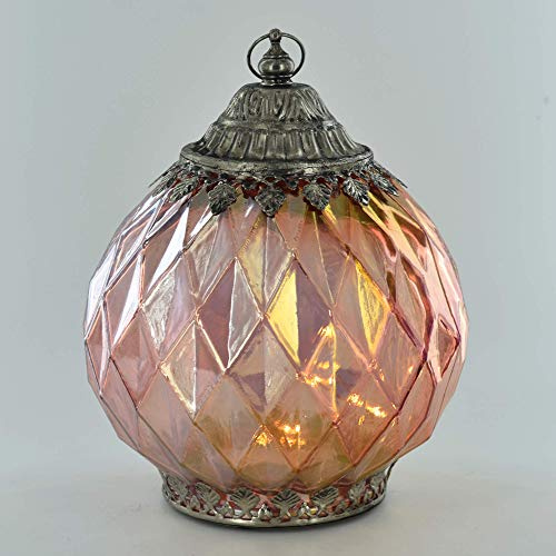 LED Lantern Pink Battery Powered Gift Idea H19cm