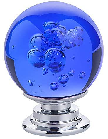 IEIK 10 pomos redondos de cristal para gabinete, pomos de cristal con burbujas de vidrio, manijas suaves tiradores cajon para el hogar, gabinete, cajón y aparador con 3 tornillos de diferentes tamaños