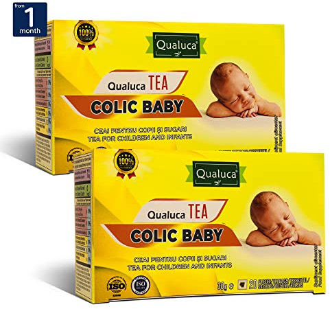 Qualuca® Koliken Baby Fencheltee | Beruhigender Tee für Babys & Stillende Mütter | Unterstützt Muttermilch | Hilft bei Koliken | 40 Beutel | 2er Pack