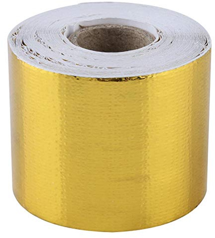 1 rouleau de tuyau d'échappement de voiture d'or ruban résistant à la chaleur en papier d'aluminium adhésif réfléchissant ruban d'enveloppe de bouclier thermique(10M*5Cm)