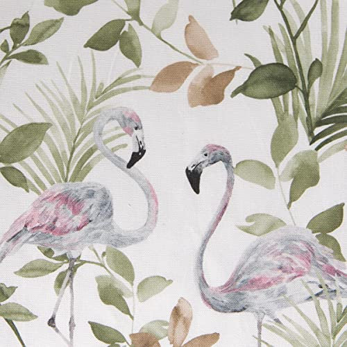 DéVa Dekostoff Mia Dig Flamingo grün in 1,4m Breite (METERWARE) Baumwollstoff Stoff aus 50% Baumwolle - Baumwolljersey - Dekovlies
