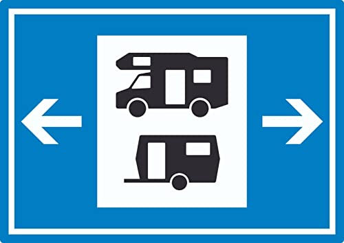 Wohnmobil- und Wohnwagenplatz links rechts Symbol Aufkleber A2 (420x594mm)