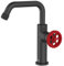 Essebagno Indus mitigeur lavabo bas noir et manette rouge