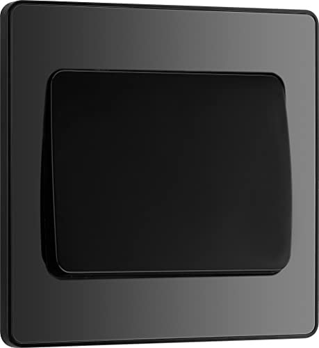 BG Electrical Evolve - Interruttore singolo per luce, 20 A, 2 vie, a bilanciere largo, colore: nero cromato