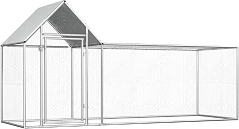 HOMIUSE HüHnerstall Winterfest Hühnerstall Verzinkter Stahl Meerschweinchen Haus HüHnerhaus KleintierkäFig Chicken Run HüHnerhaus Winterfest HüHnergehege Enten, GäNse, Kaninchen 3x1x1,5 m Seitentür
