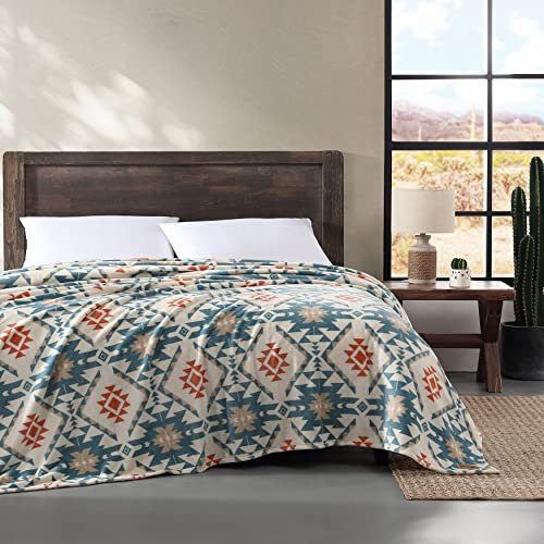 Wrangler Decke für Doppelbett/Queensize-Bett, ultraweiches Plüsch-Fleece, wendbar, von Yellowstone inspiriert (Dakota-Grau, Doppelbett/Queen-Size-Bett)