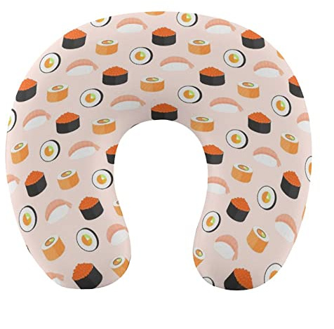 DJNGN Bequemes Memory Foam-Kissen für Flugzeug, Zug und Auto, Japanisches Sushi, waschbares und bequemes Nacken-/Kopfkissen, Reisekissen zum Schlafen und Nickerchen