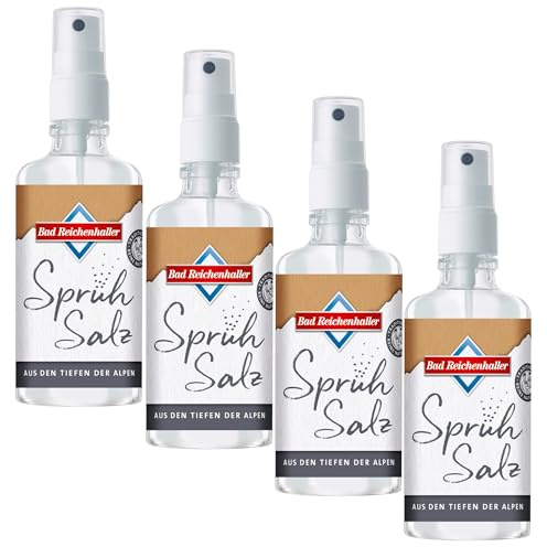 Bad Reichenhaller Pures Sprühsalz 4 x 120ml | Reine Natursole der Alpen | naturbelassen salz zum sprühen | Set Vorratspackung