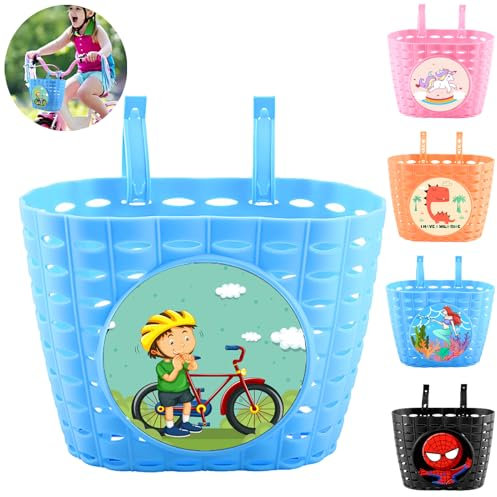 LUKIUP Fahrradkorb Kinder, 20x15x13 cm Fahrradkorb Kinder Vorne, Fahrradzubehör, Abnehmbar Wasserdicht Robuster Fahrradkorb für Kinder Junge Mädchen, Schule, Outdoor
