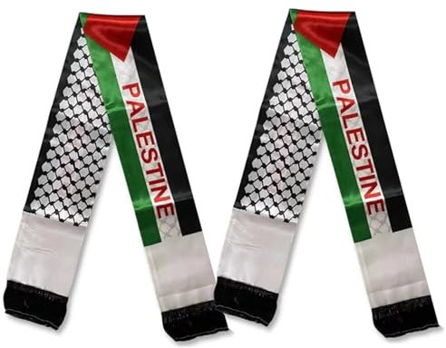 NIDONE Palästina Flagge Schal 2pcs doppelseitiger Palästina-Schal Fade Resistant Jerusalem Arabische Satin-Schals & Wickel Geschenke für Männer Frauen Urlaub
