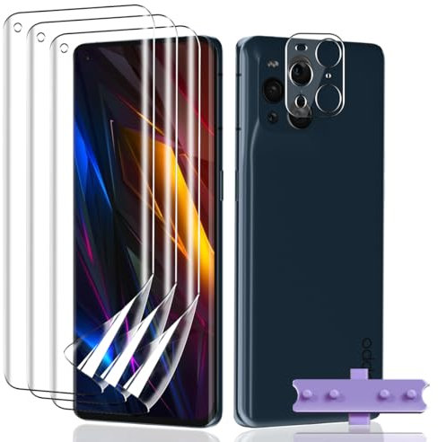 Teenrpov Protector de Pantalla para OPPO Find X3 Pro, 3 Piezas TPU Flexible Protector Pantalla + 1 Protector cámara Cristal Templado, HD, Resistente a Arañazos, Sin Burbujas, película suave