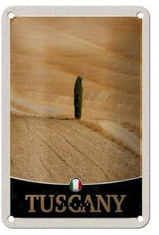 Femer Blechschild Reise 12x18cm Toskana Italien Wüste Baum Sand Schild