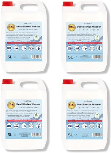 VENTON 20 Liter Destilliertes Wasser (4 Kanister mit je 5 Litern)